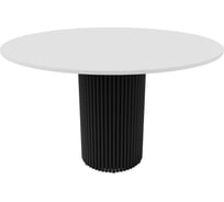 Обеденный стол GENGLASS круглый с металлическим подстольем 400x400 мм, TRUBIS Wood, черное подстолье, белая столешница 120 см GGT-03-2-3-L-120