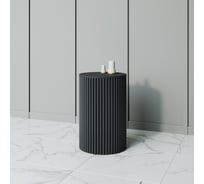 Журнальный столик GENGLASS круглый с металлическим подстольем 400x400 мм, TRUBIS Wood, черное подстолье, черная столешница 40 см GGT-03-2-2-S-40