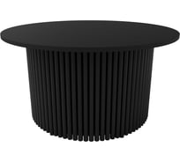 Журнальный стол GENGLASS круглый с металлическим подстольем 600x600 мм, TRUBIS Wood G, черное подстолье, черная столешница 80 см GGT-03-2-2-M-80