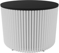 Журнальный стол GENGLASS круглый с металлическим подстольем 600x600 мм, TRUBIS Wood, белое подстолье, черная столешница 60 см GGT-03-3-2-M-60