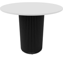 Обеденный стол GENGLASS круглый с металлическим подстольем 400x400 мм, TRUBIS Wood, черное подстолье, белая столешница 90 см GGT-03-2-3-L-90