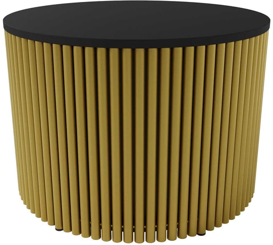 Журнальный стол GENGLASS круглый с металлическим подстольем 600x600 мм, TRUBIS Wood, золотое подстолье, черная столешница 60 см GGT-03-1-2-M-60 1