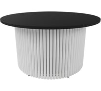 Журнальный стол GENGLASS круглый с металлическим подстольем 600x600 мм, TRUBIS Wood, белое подстолье, черная столешница 80 см GGT-03-3-2-M-80