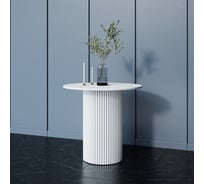 Обеденный стол GENGLASS круглый с металлическим подстольем 400x400 мм, TRUBIS Wood, белое подстолье, белая столешница 80 см GGT-03-3-3-L-80