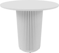 Обеденный стол GENGLASS круглый с металлическим подстольем 400x400 мм, TRUBIS Wood, белое подстолье, белая столешница 80 см GGT-03-3-3-L-80