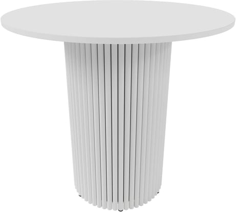 Обеденный стол GENGLASS круглый с металлическим подстольем 400x400 мм, TRUBIS Wood, белое подстолье, белая столешница 80 см GGT-03-3-3-L-80