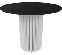 Обеденный стол GENGLASS круглый с металлическим подстольем 400x400 мм, TRUBIS Wood, белое подстолье, черная столешница 90 см GGT-03-3-2-L-90