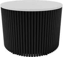 Журнальный стол GENGLASS круглый с металлическим подстольем 600x600 мм, TRUBIS Wood, черное подстолье, белая столешница 60 см GGT-03-2-3-M-60