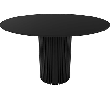 Обеденный стол GENGLASS круглый с черным металлическим подстольем и черной столешницей TRUBIS Wood GGT-03-2-2-L-100