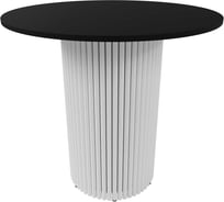 Обеденный стол GENGLASS круглый с металлическим подстольем 400x400 мм, TRUBIS Wood, белое подстолье, черная столешница 80 см GGT-03-3-2-L-80