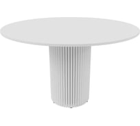 Обеденный стол GENGLASS круглый с металлическим подстольем 400x400 мм, TRUBIS Wood, белое подстолье, белая столешница 120 см GGT-03-3-3-L-120