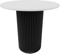 Обеденный стол GENGLASS круглый с металлическим подстольем 400x400 мм, TRUBIS Wood, черное подстолье, белая столешница 80 см GGT-03-2-3-L-80