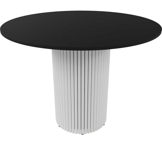 Обеденный стол GENGLASS круглый с белым металлическим подстольеми черной столешницей TRUBIS Wood GGT-03-3-2-L-100 1