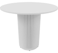 Обеденный стол GENGLASS круглый с металлическим подстольем 400x400 мм, TRUBIS Wood, белое подстолье, белая столешница 90 см GGT-03-3-3-L-90