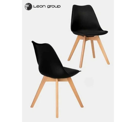 Стул LEON GROUP мягкий, в стиле eames dsw, черный, 1 шт. LEON1804M-BL1