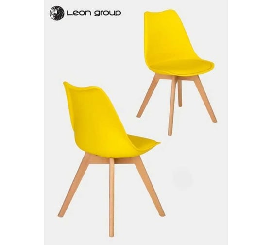 Стул LEON GROUP мягкий, в стиле eames dsw, желтый, 1 шт. LEON1804M-YE1