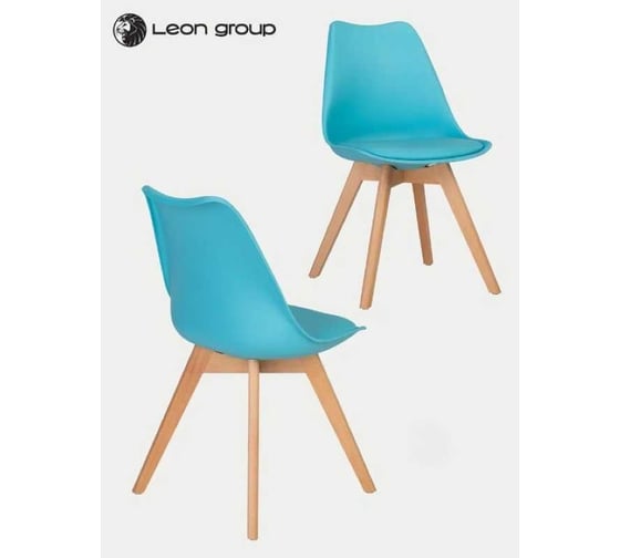 Стул LEON GROUP мягкий, в стиле eames dsw, бирюзовый, 1 шт. LEON1804M-TU1