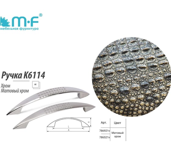 Ручка-скоба MF K6114 AL 128 мм, матовый хром алюминий 786521v