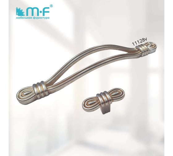 Ручка-кнопка MF R31, серебро золотая патина 11129v