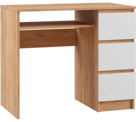 Стол Woodville мадера смп лдсп, правый, дуб крафт золотой/лдсп белый эггер 521057 1