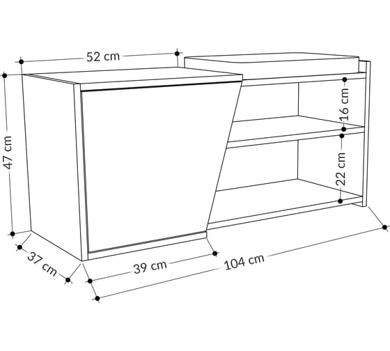 Обувница leve fiona bench anthracite LEV00739