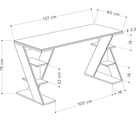 Письменный стол leve papillon working table anthracite LEV00198