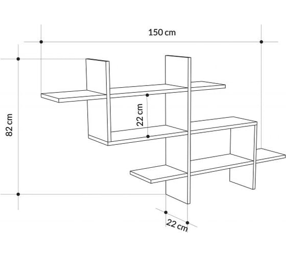 Фигурная полка leve halic bookcase anthracite LEV00829