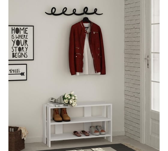 Обувница с вешалкой для одежды leve tono shoe rack-hanger white LEV00801