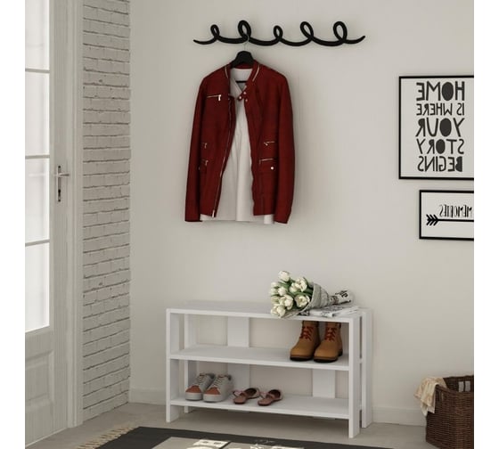Обувница с вешалкой для одежды leve tono shoe rack-hanger white LEV00801