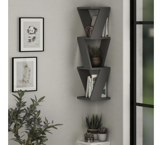 Угловая полка leve zena corner bookcase anthracite LEV00867