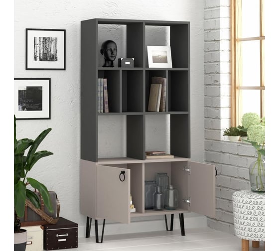 Прямой стеллаж leve bene bookcase anthracite LEV00646