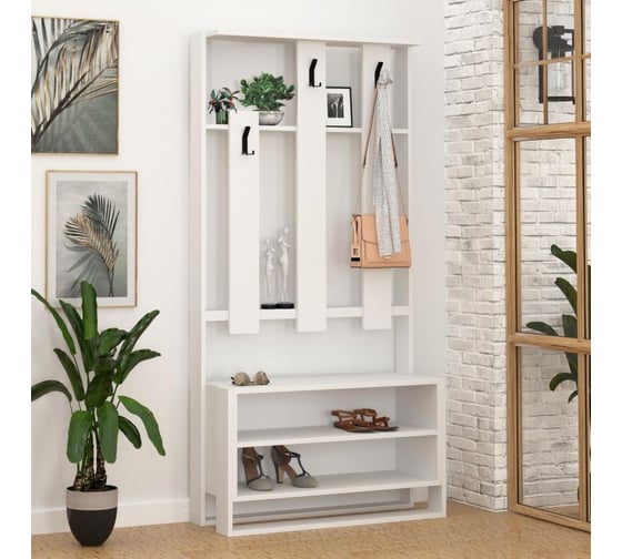 Обувница с вешалкой для одежды leve chester hall stand white LEV00762
