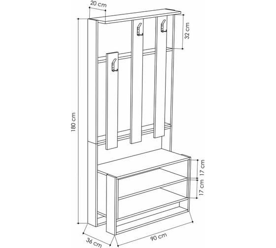 Обувница с вешалкой для одежды leve chester hall stand white LEV00762