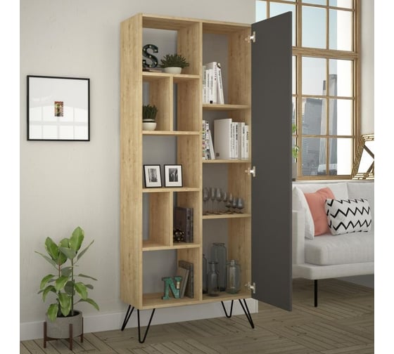 Прямой стеллаж leve jedda bookcase oak LEV00668