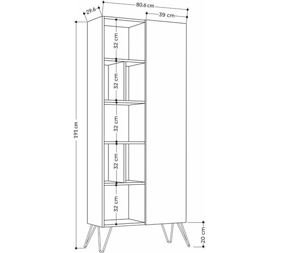Прямой стеллаж leve jedda bookcase light mocha LEV00669