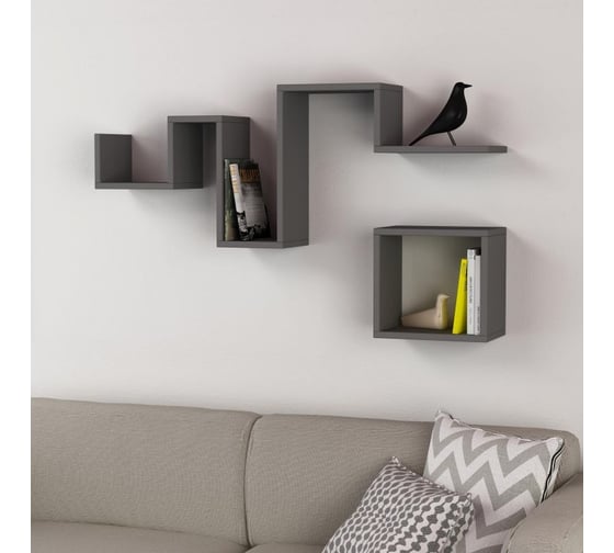 Фигурная полка leve follow shelf anthracite LEV00885