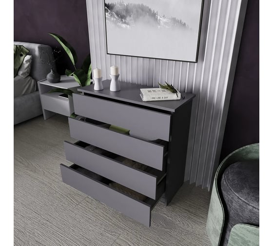 Комод LETTA Ультра 4 ящика, Графит, 750х729x330 L1355345