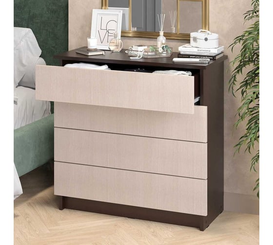 Комод LETTA Ультра 4 ящика, Венге/Дуб белфорт, 750х729x330 L135534