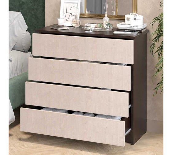Комод LETTA Ультра 4 ящика, Венге/Дуб белфорт, 750х729x330 L135534