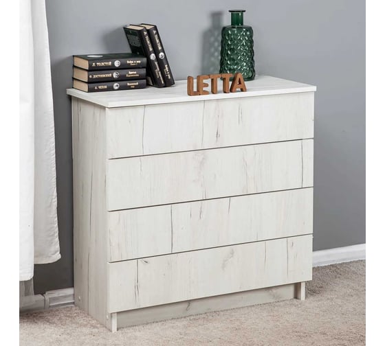 Комод LETTA Ультра 4 ящика, Дуб крафт белый, 750х729x330 L135542