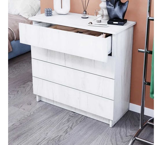 Комод LETTA Ультра 4 ящика, Дуб крафт белый, 750х729x330 L135542