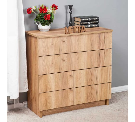 Комод LETTA Ультра 4 ящика, Дуб крафт золотой, 750х729x330 L135543