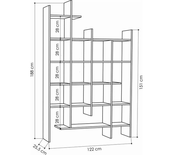 Прямой стеллаж leve manco bookcase oak LEV00587