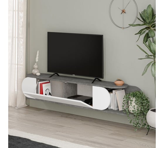 Подвесная тумба leve tone tv stand retro grey LEV00551