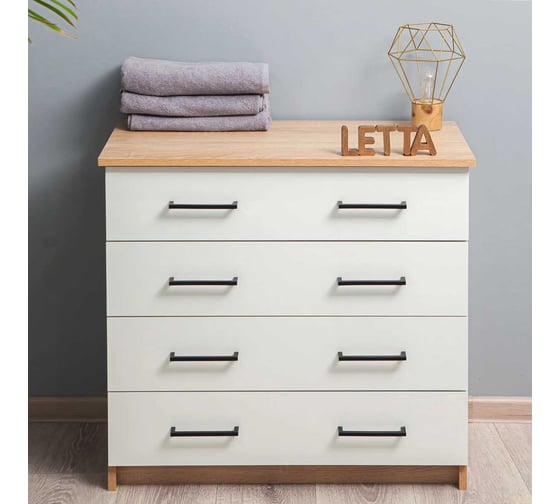 Комод LETTA Malta Plus Дуб сонома/Белое тиснение, 750х719x392 L1355392