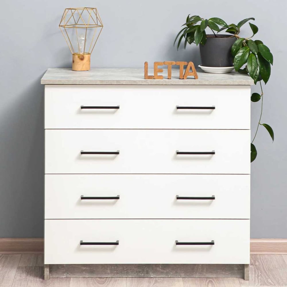 Комод LETTA Malta Plus Бетон/Белое тиснение, 750х719x392 L1355391 ...