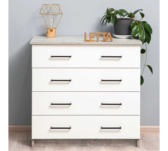 Комод LETTA Malta Plus Бетон/Белое тиснение, 750х719x392 L1355391