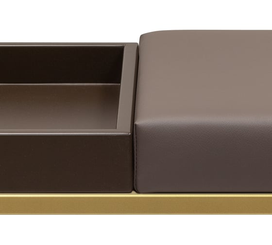 Банкетка GreenWeen ALBA BOX, золотой каркас, сидение экокожа цвет UMBRA, BrownBox, 850x400x450 GW-ALBABOX-UMBRABROWN-850G