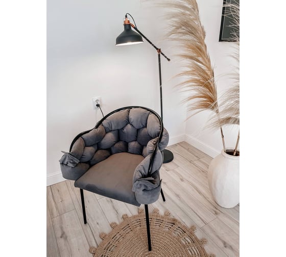 Стул-кресло NEW VICTORIA "Бицепс" каркас черный, велюр темно-бежевый 131330