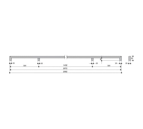 Ручка-скоба MAKMART 2092 мм, отделка черный бархат (матовый) RS.TR.2092.9005